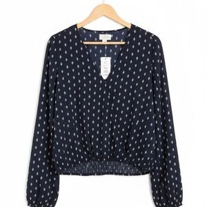 Navy Patterned Women's Blouse